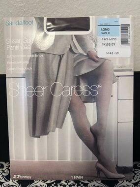 JCPenney Nylons Sheer Caress size TALL Taupe NIP Sandalfoot pantyhose hosiery